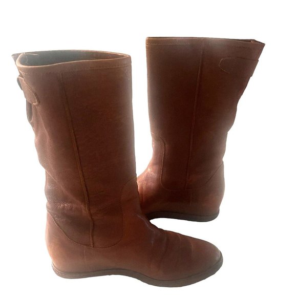 Stuart Weitzman Womens Sz 8.5  Leather Wedge Pull On Short Boots Brown Casual - Picture 3 of 16